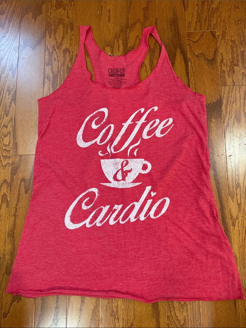 Chin Up Coffee & Cardio Racerback Workout Tank Size L